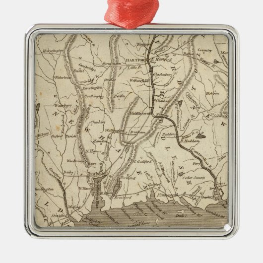 Connecticut Map door Arrowsmith Metalen Ornament (Voorkant)
