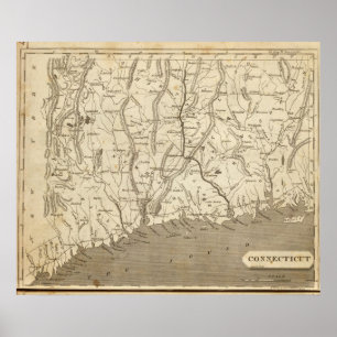 Connecticut Map door Arrowsmith Poster