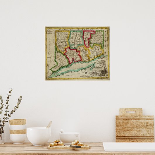 Connecticut Map Poster (Keuken)