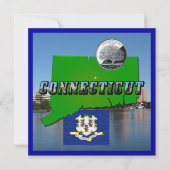 Connecticut' Map, Tekst, Faux Quarter, Vlagruimte Kaart (Voorkant)