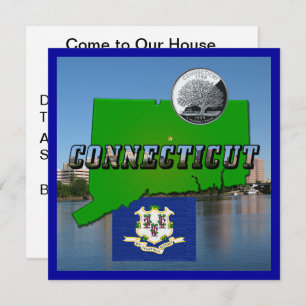 Connecticut' Map, Tekst, Faux Quarter, Vlagruimte Kaart