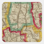 Connecticut Map Vierkante Sticker (Voorkant)