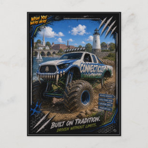 Connecticut Monster Truck Off-Road Kunst Briefkaart