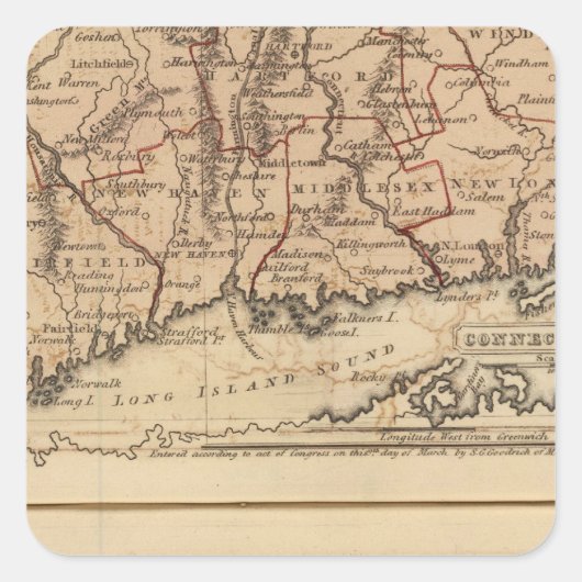 Connecticut, NewEngland Vierkante Sticker (Voorkant)