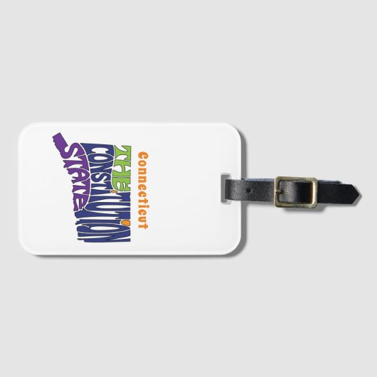 Connecticut Nickname Word Art Bagagelabel (Voorkant (horizontaal))