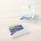 Connecticut Nickname Word Art Glazen Onderzetter (Schuin)