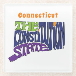 Connecticut Nickname Word Art Glazen Onderzetter