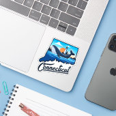 Connecticut Oceaan Sticker (Laptop met iPhone)