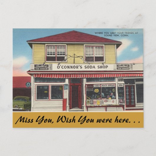 Connecticut, O'Connor's Soda Shop, Sound Uitzicht Briefkaart (Voorkant)