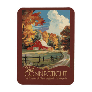 Connecticut Platteland Reizen Kunst Vintage Magneet
