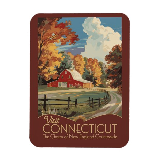 Connecticut Platteland Reizen Kunst Vintage Magneet (Verticaal)