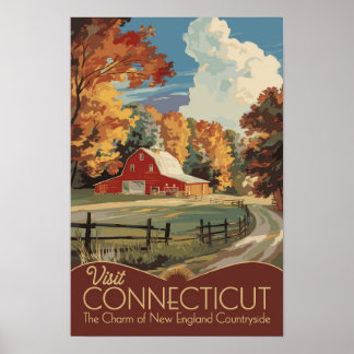 Connecticut Platteland Reizen Kunst Vintage Poster