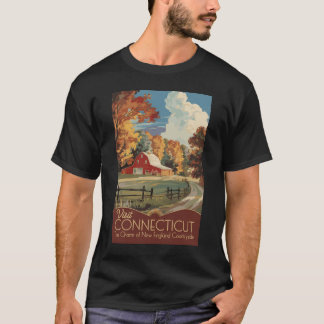 Connecticut Platteland Reizen Kunst Vintage T-shirt