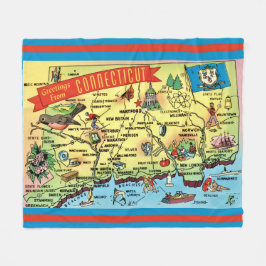 Connecticut Postcard Map Fleece Deken