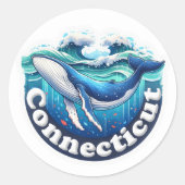 Connecticut, potvis, ronde sticker (Voorkant)