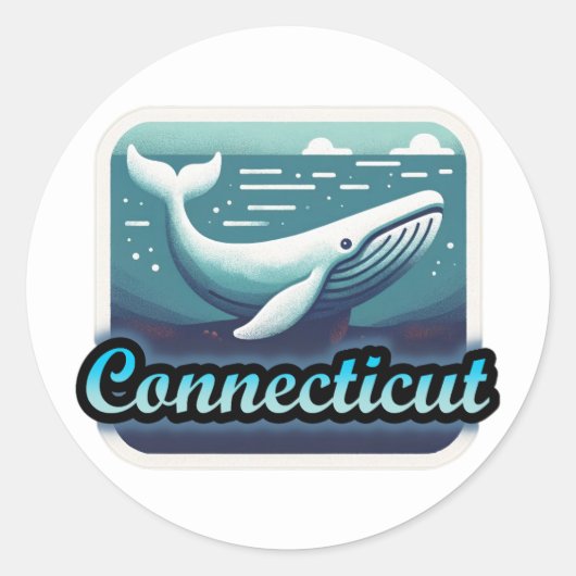 Connecticut, potvis, ronde sticker (Voorkant)