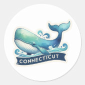 Connecticut, potvis, ronde sticker (Voorkant)