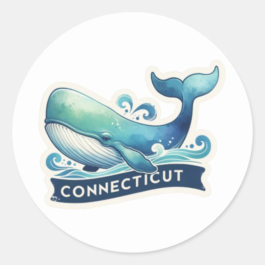 Connecticut, potvis, ronde sticker (Voorkant)