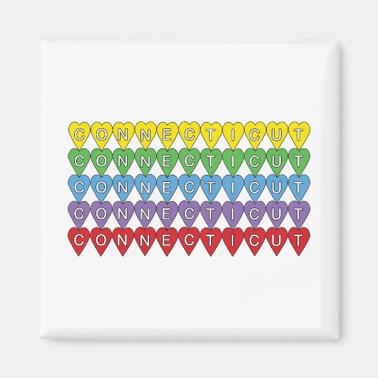 Connecticut Rainbow Hearts Patroon Magneet (Voorkant)