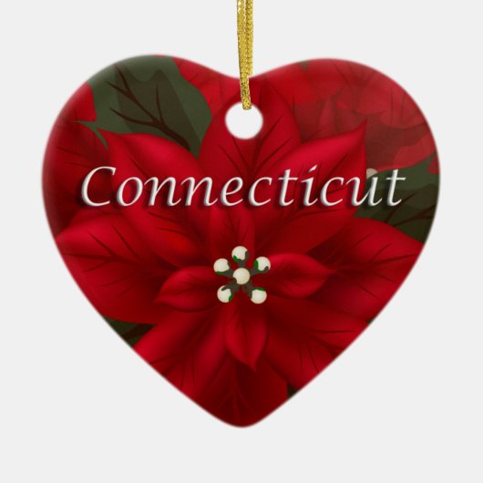Connecticut Red Poinsettia Heart Ornament (Voorkant)