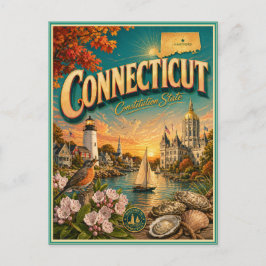 Connecticut Retro Reis Souvenir Prentbriefkaart Briefkaart