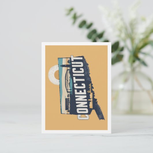 Connecticut Retro Travel Design Iconische Amerikaa Briefkaart (Staand voorkant)