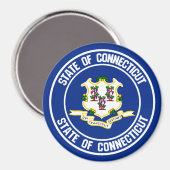 Connecticut Round Embleem Magneet (Voorkant / Achterkant)