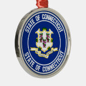 Connecticut Round Embleem Metalen Ornament (Rechts)