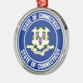 Connecticut Round Embleem Metalen Ornament (Links)