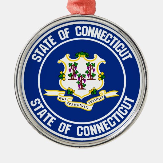 Connecticut Round Embleem Metalen Ornament (Voorkant)