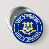 Connecticut Round Embleem Ronde Button 7,6 Cm (Voorkant /achterkant)