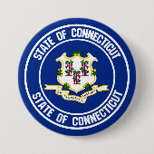 Connecticut Round Embleem Ronde Button 7,6 Cm (Voorkant)
