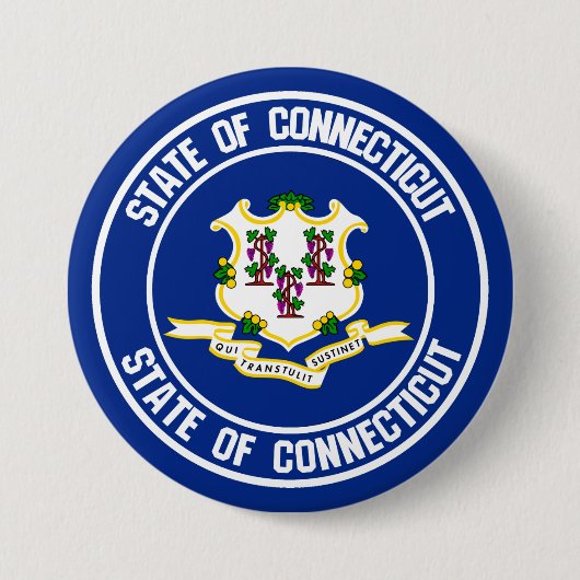 Connecticut Round Embleem Ronde Button 7,6 Cm (Voorkant)