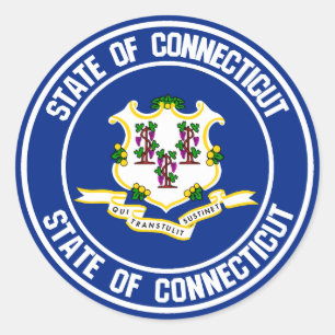 Connecticut Round Embleem Ronde Sticker