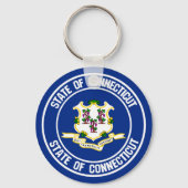Connecticut Round Embleem Sleutelhanger (Voorkant)