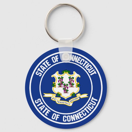 Connecticut Round Embleem Sleutelhanger (Voorkant)