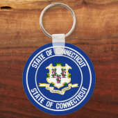 Connecticut Round Embleem Sleutelhanger (Voorkant)