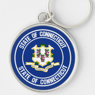 Connecticut Round Embleem Sleutelhanger