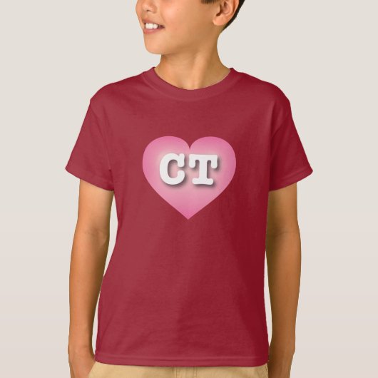 Connecticut Roze Fade Heart - Ik hou van CT T-shirt (Voorkant)