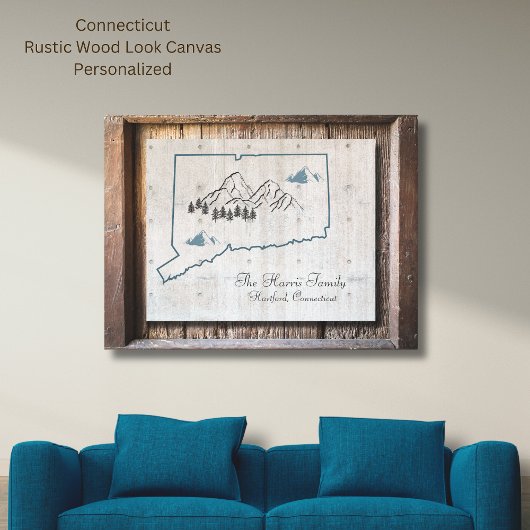 Connecticut Rustic Wood Lijst Canvas Afdruk