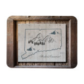 Connecticut Rustic Wood Lijst Mountains Magneet (Horizontaal)