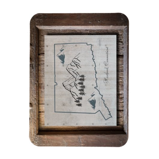 Connecticut Rustic Wood Lijst Mountains Magneet (Verticaal)