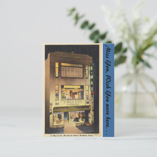 Connecticut, S. Max & Co. Briefkaart (Staand voorkant)