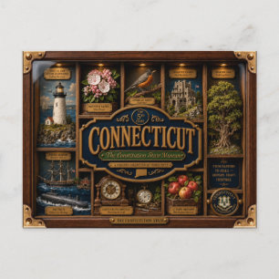 Connecticut Schaduwdoos 3D Figuur Staat Briefkaart