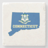 Connecticut Shaped State Flag Nutmegger Home Stenen Onderzetter (Voorkant)
