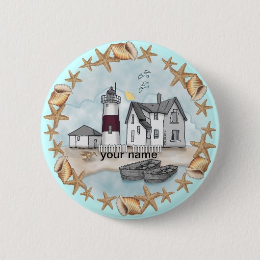 Connecticut Shells Lighthouse Ronde Button 5,7 Cm (Voorkant)