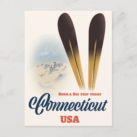 Connecticut ski briefkaart (Voorkant)