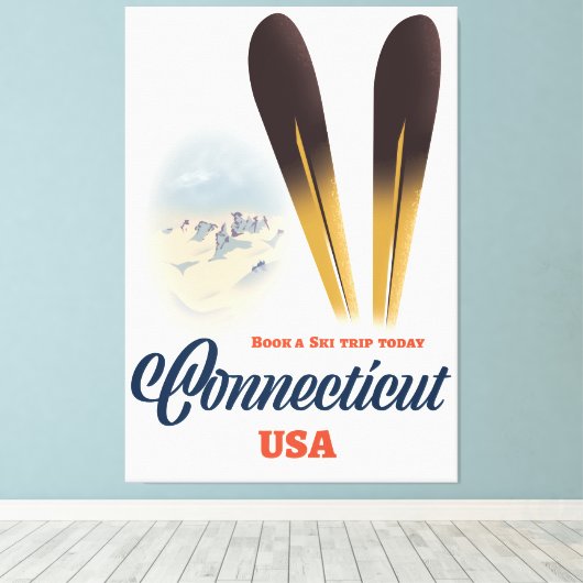 Connecticut ski canvas afdruk (Insitu (Houten vloer))