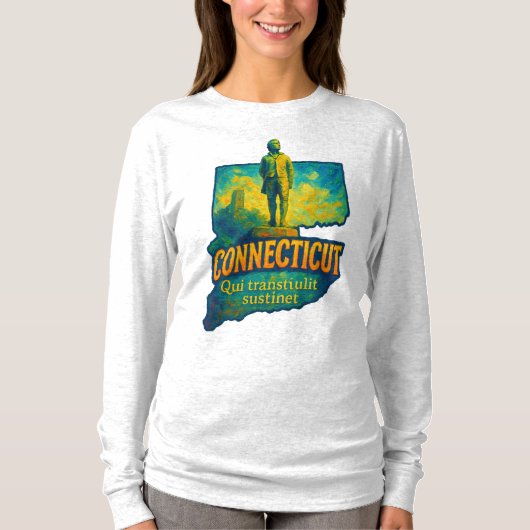 Connecticut Staat Kunst T-Shirt – Olieverf... (Voorkant)
