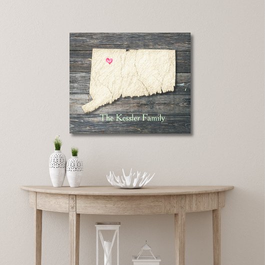 Connecticut Staat Omtrek Canvas Print